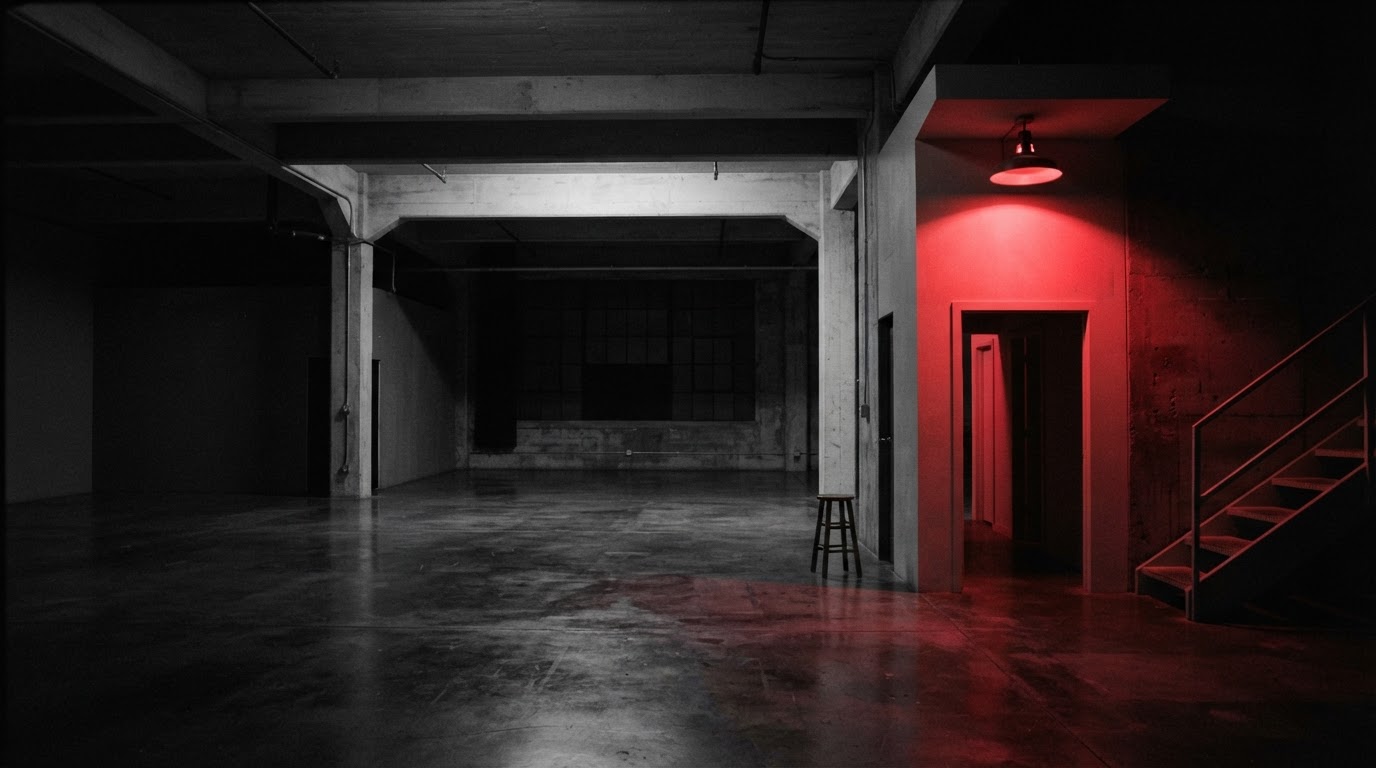 Atmospheric studio with red light